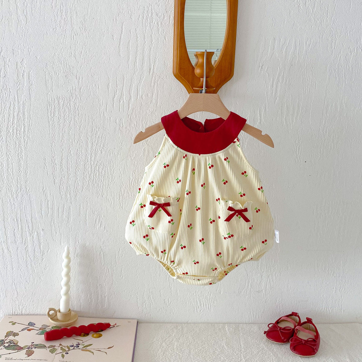 Baby Summer Clothes Romper Cherry Vest Baby Girl Bodysuit Crawling Suit Full Moon Outfit Newborn Onesie